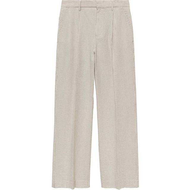 Mango Celia Stripe Trousers, Light Beige
