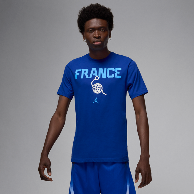 Jordan, Topp, Herr, M, Bomull, Frankrike Basket Tee 2024 - blue (M)