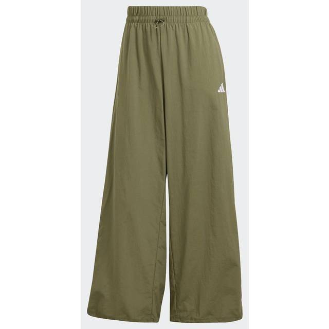 adidas Sportswear Women's Essentials 3-stripes Woven Parachute Pants - Green, Olive Strata/White, Size Xl, Women - XL