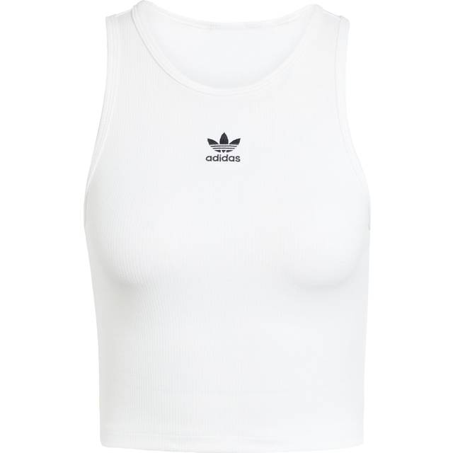 adidas Originals Women's Essentials Ribbed Tank Top - White, White, Size L, Women