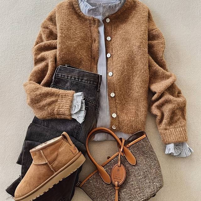 TEMU Premium Alpaca Cardigan Sweater