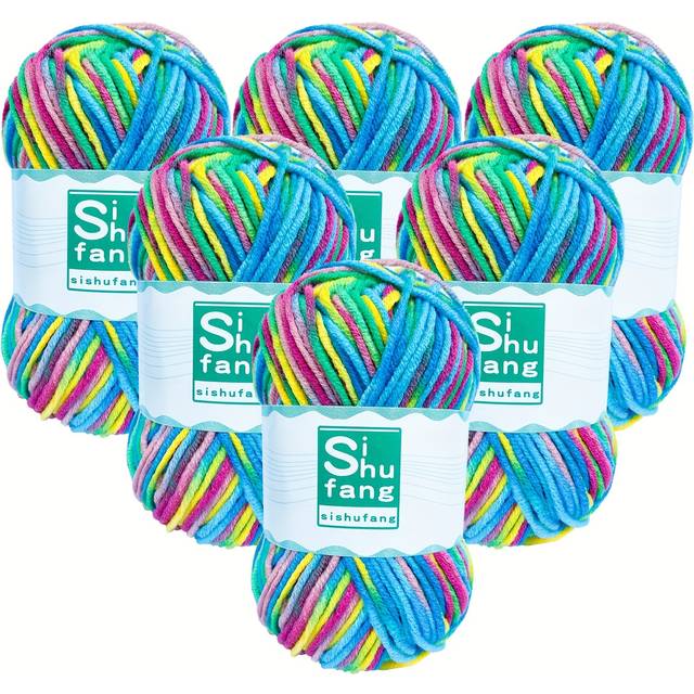 TEMU 6pcs/set Of 5-layer Color Gradient Acrylic Yarn, Hand-knitted Crochet Sweater, Hat, Scarf, Blanket, Bag, Diy Craft Yarn, 48g×6