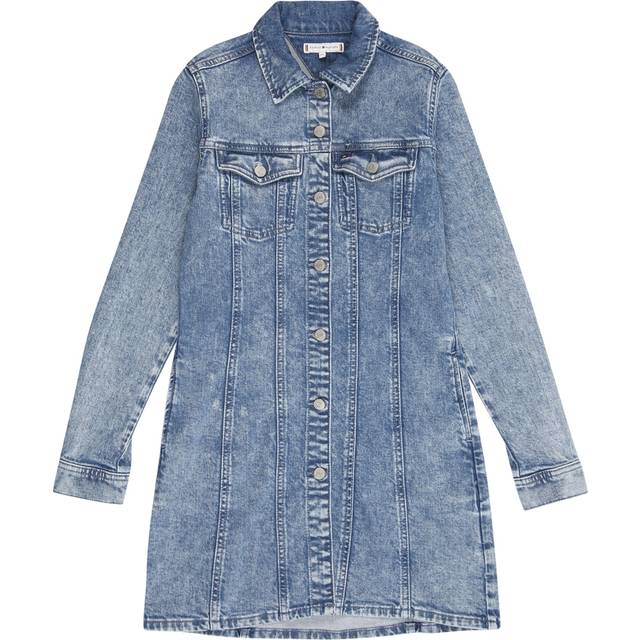 Tommy Hilfiger Girls Long Sleeve Denim Dress - Blue, Blue, Size 10 Years - 10 YEARS