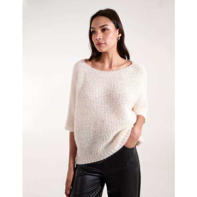 Fluffy Textured Knit Jumper - ONE / BEIGE