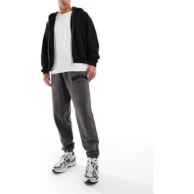 Tommy Jeans Vintage Varsity Logo Joggers - Black, Black, Size L, Men