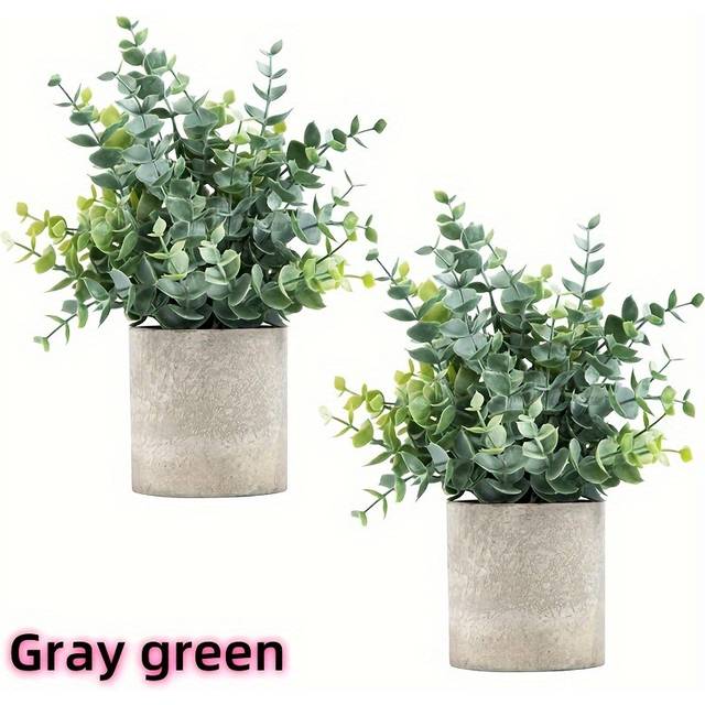 TEMU 2pcs Of Artificial Plants Eucalyptus Pot Artificial Plants Shelf Table Family Bathroom Farmhouse Room Coffee Table Decoration