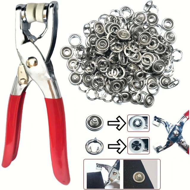 TEMU 200pcs Stainless Steel Sewing Button & Snap Pliers Set - Easy Installation Kit