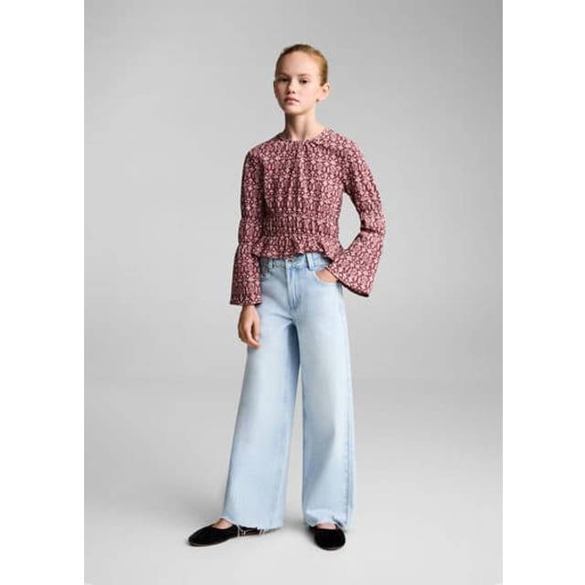 Mango Kids' Sonia Fluted Sleeve Blouse, Dark Red
