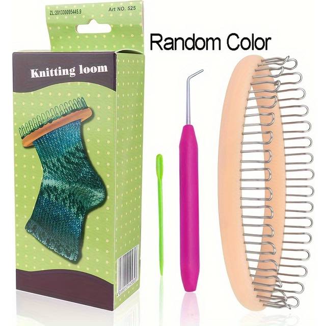 TEMU Diy Knitting Machine Kit With Loom, Crochet Hook, And Knitting Tools - Craft Yarn Set For Hats, Scarves, Creative Small Weaving Loom Kit With Hooks (beige)