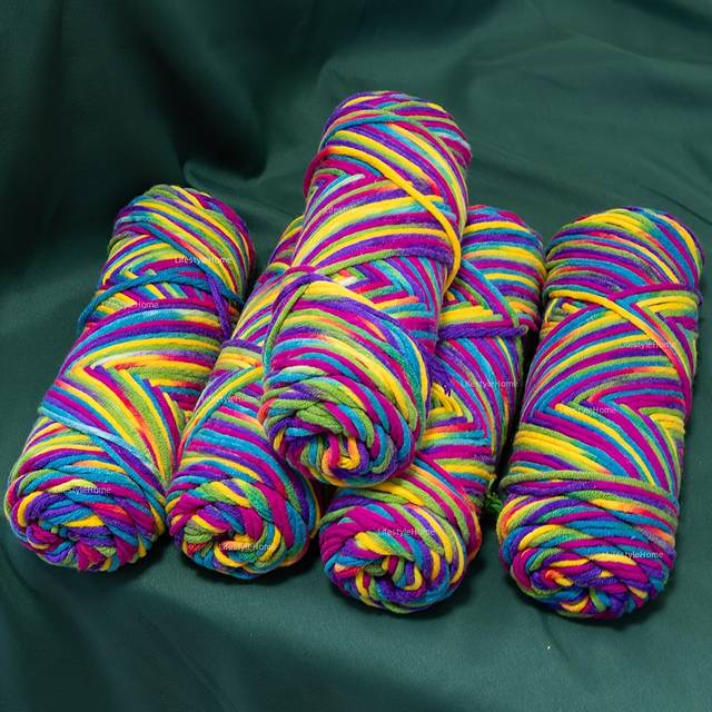 TEMU 5 Rolls Of Acrylic Colorful Knitted 8-strand Scarf Thread Milk Swab Needle Thick Thread For Embroidery