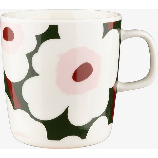 Unikko mugg 4 dl, vit/grön/rosa - Vit / grön / rosa