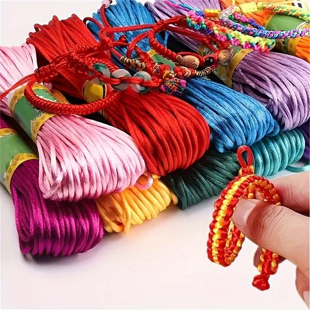 TEMU 10 Rolls Of Chinese Knotting Thread For Making - Vibrant Colors, Durable Material
