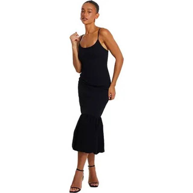 Womens Black Puff Ball Midi Dress - 8