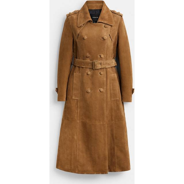Heritage C Plaque Suede Trench Coat - Cedar - Large