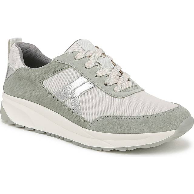 Naturalizer Shay Jogger Lace Up Sneaker Wedges, White / Pistachio Leather, 7.5W Almond Toe