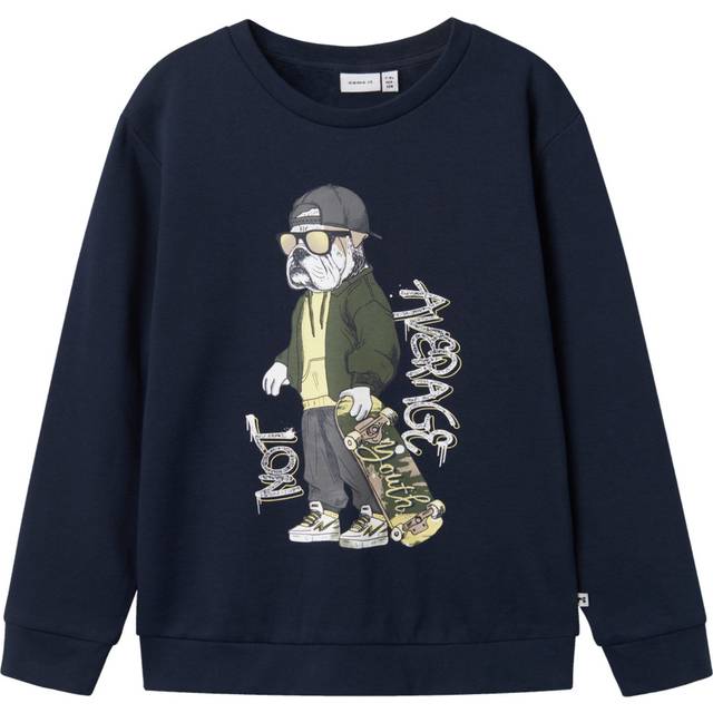 Name It Nkmtehogo LS Sweat BRU BOX Stl. 116 pojkar - Sweatshirts Från Magasin - Navy Blazer (116)