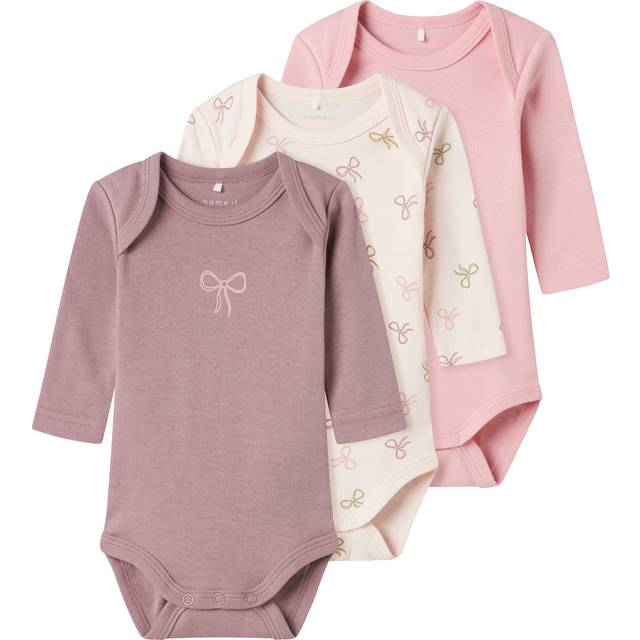 Namn it baby kvinnor Barely Pink Nbfbody 3P Ls Bow Noos, Numeric_50 (förpackning med 3), Barely Pink, numeric_50