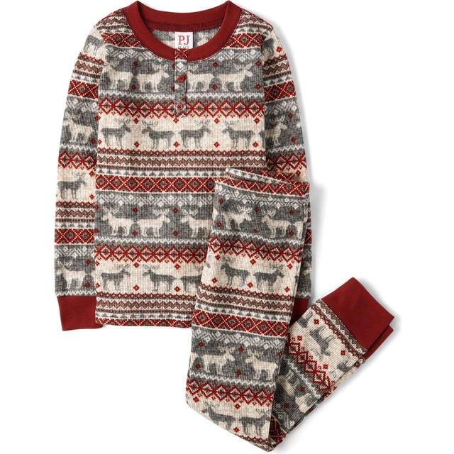 The Children's Place Baby Kids 2 Piece Family Matching  Plaid Thermal Pajamas Sets  Winter Fairisle