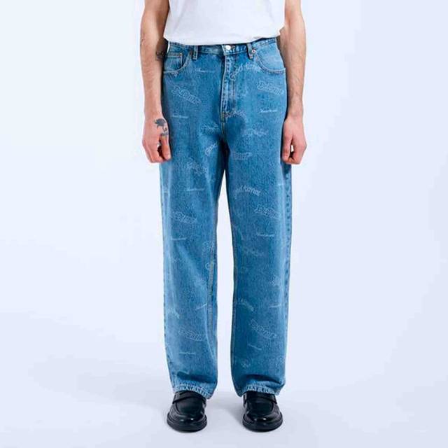 Dr Denim – Omar – Raka jeans med avslappnad passform och jubileumstryck i retrostil-Blå