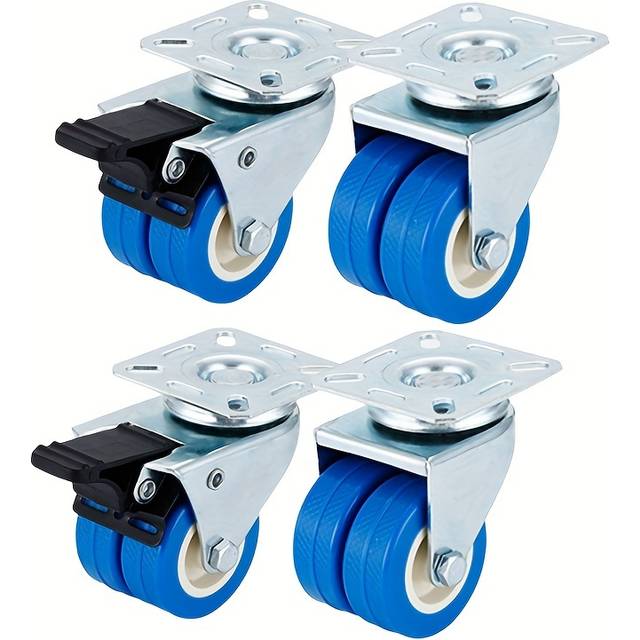 TEMU 4 2.5-inch Heavy-duty Casters, Featuring 2 Brakes - Supports Up To 800 Lbs - Quiet Furniture Casters For Stability - Trolley Or Tray Turning, Iron Material, No Residue Stability, Rolling Casters