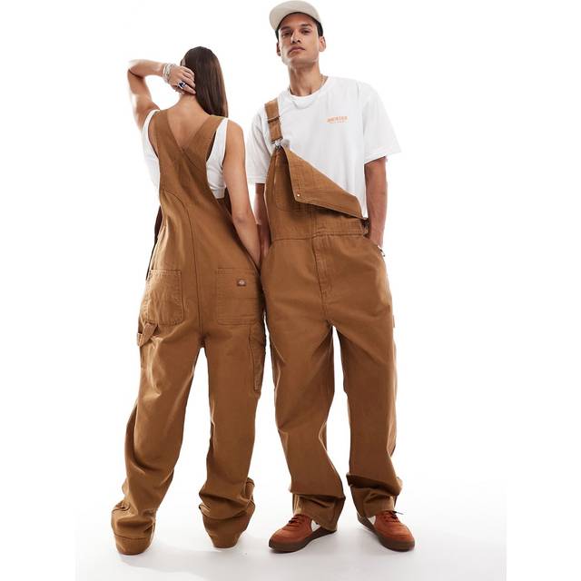 Dickies Duck Canvas Classic Bib Man Stone Washed Brown Duck Size XL
