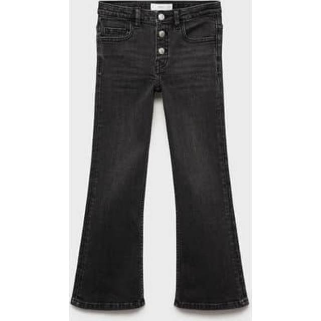 Buttons flare jeans black denim - Kids - 12 - MANGO KIDS - Black denim