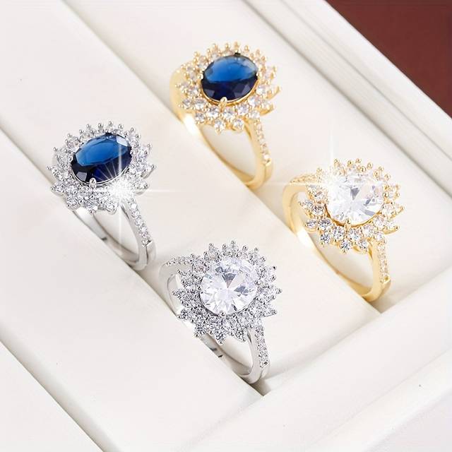 TEMU Exquisite Sunflower Design, A Copper Ring For Elegant Ladies