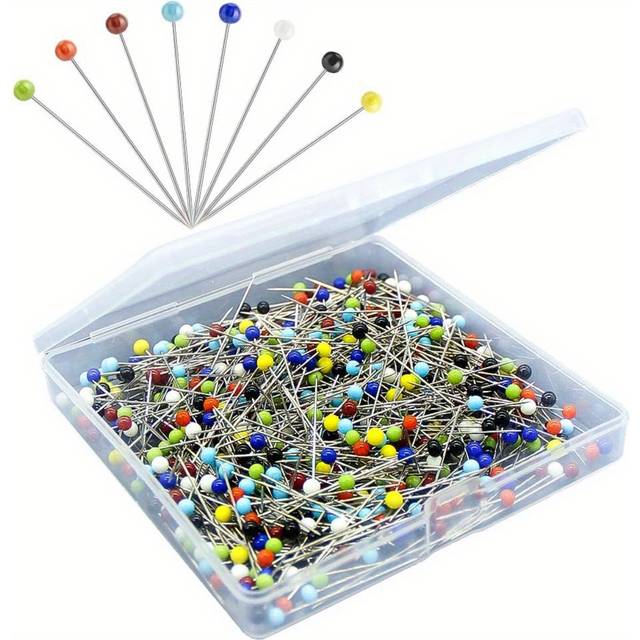 TEMU 250 Pcs Quilting Pins - Sewing Pins With Colored Ball Glass Heads, Long 1.5inch, For Fabric, Dressmaking, Jewelry, Diy, Crafts & Sewing Projects - Mixed Colors