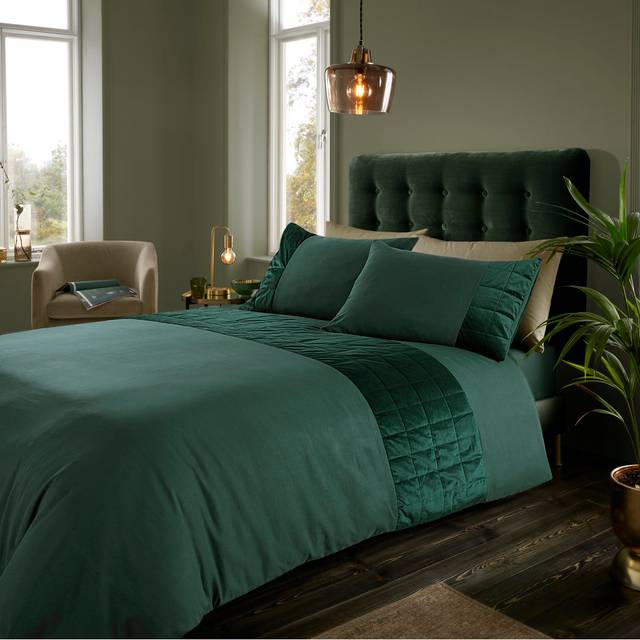 Polyester Duvet Cover Set Set - Dark Green (Kingsize Duvet Cover Set + 2 Standard Pillowcases)