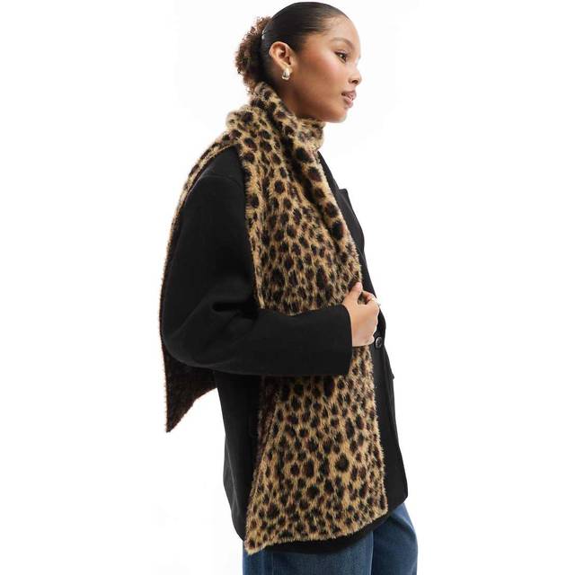 Cotton On – Leopardmönstrad, fluffig halsduk-Flera