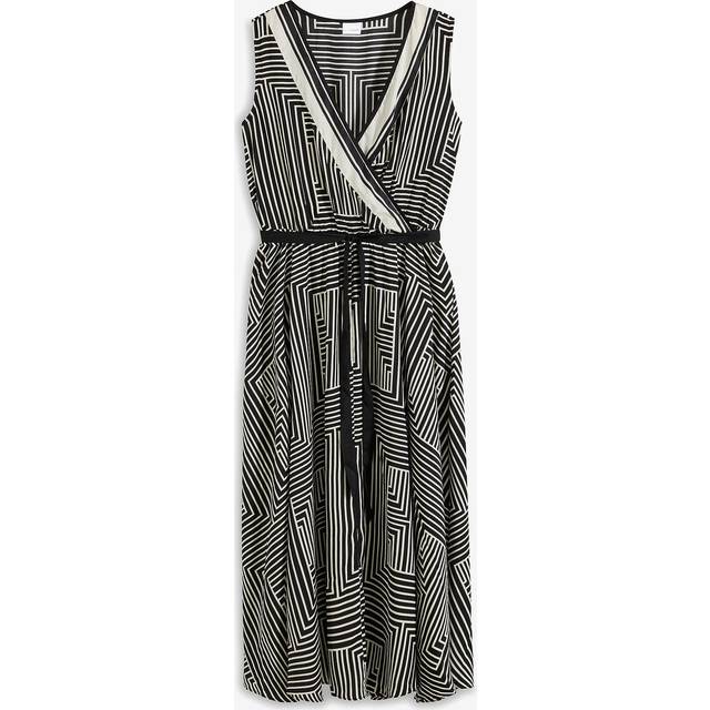 bonprix Printed Stripy Satin Dress - Black / Cream