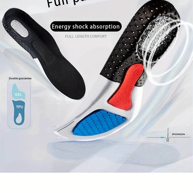 TEMU Memory Foam Orthopedic Insoles - Gel Cushion With Silicone Arch Support, Shoe Inserts For Comfort