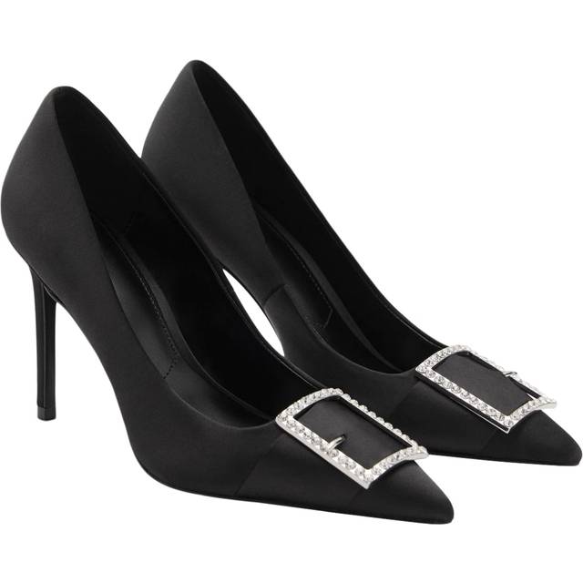 Mango Boreal Embellished Stiletto Court Shoes, Black