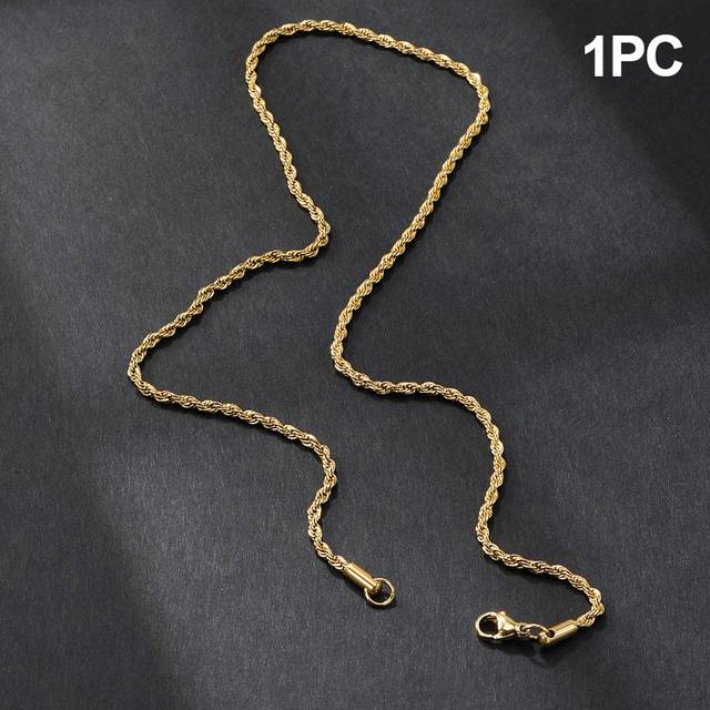TEMU 2mm Thick Twisted Rope Chain, Men' Necklace, Stainless Steel Twisted Knot Necklace For Men, Never Twisted Rope Chain Necklace. Universal For Men And Women In 18 And 24 Inches.