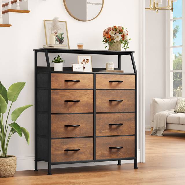 Borough 98Cm W 8-Drawer Chest Of Drawers - Brown (107cm H X 98.5cm W X 29cm D)