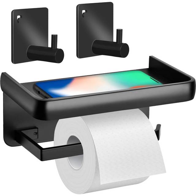 Calvinna Wall Mounted Toilet Paper Holder - Black (8.2cm H X 17.5cm W X 10cm D)