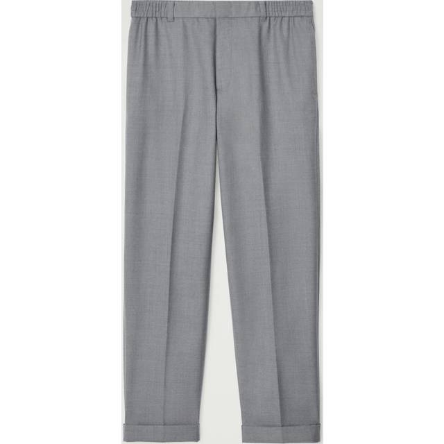 Turn-Up Wool-Blend Straight-Leg Trousers in Grey - 52