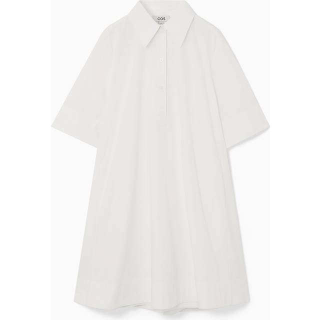 A-Line Mini Shirt Dress - White - 38