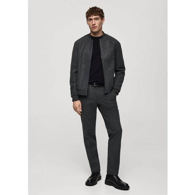 Regular-fit flannel bomber jacket dark heather grey - Man - M - MANGO MAN - Dark Heather Grey
