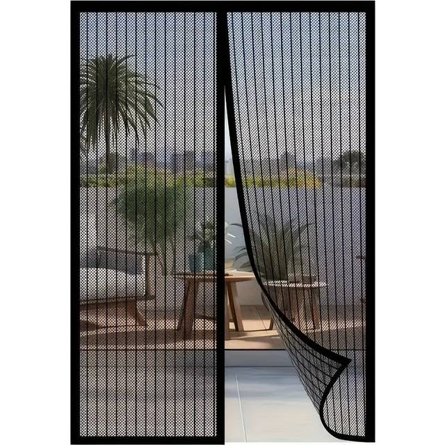 TEMU 1pc Striped Soft Yarn Door Curtain With Magnetic Closure - Breathable And -proof, Suitable For 36x82 Inch Doors, Easy To Clean