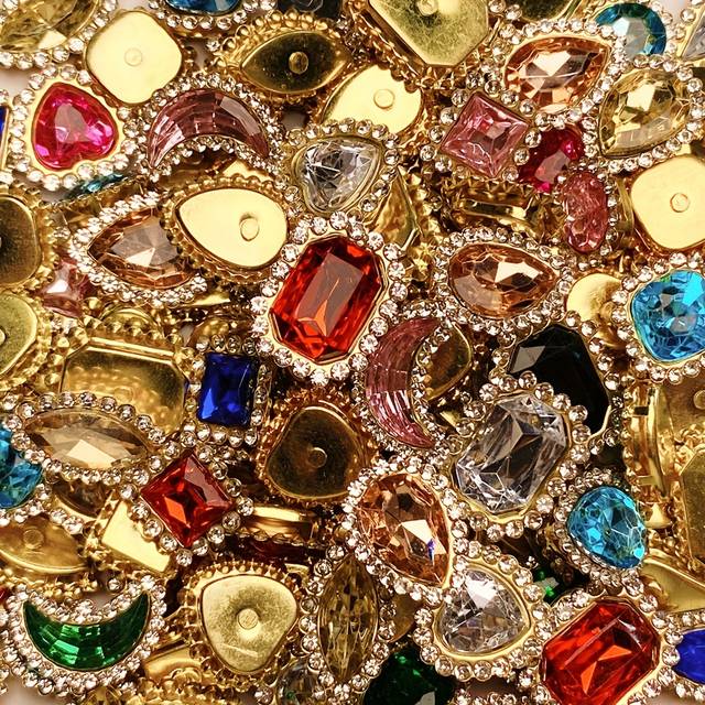 TEMU 40 Pcs Mixed Color Rhinestone Crystal Embellishments Set, Metal Claw Sew-on Decorations For Diy Fashion Clothing, Shoes, Hats, Bags, Crafts Accessory Jewelry