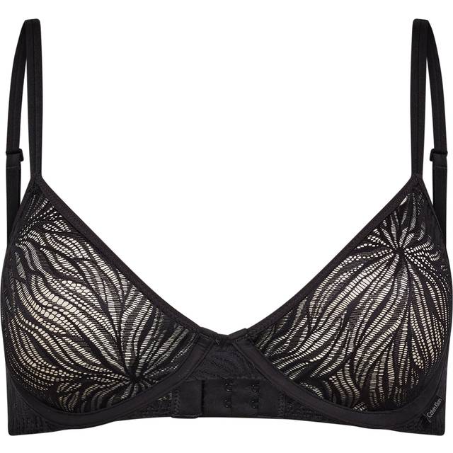Calvin Klein Women's Sheer Marquisette Starburst Lace Demi Bra, Black - Size: S