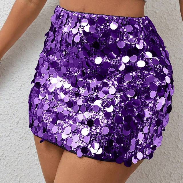VaVaBold Sequin Mini Bodycon Skirt For Holiday Party Clothes