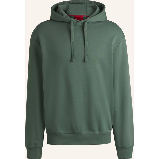 Cotton-terry relaxed-fit hoodie with logo print - Green