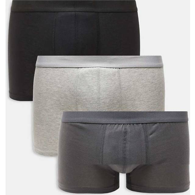 New Look Men's Pack of 3 Black/Grey Jersey Boxers - M