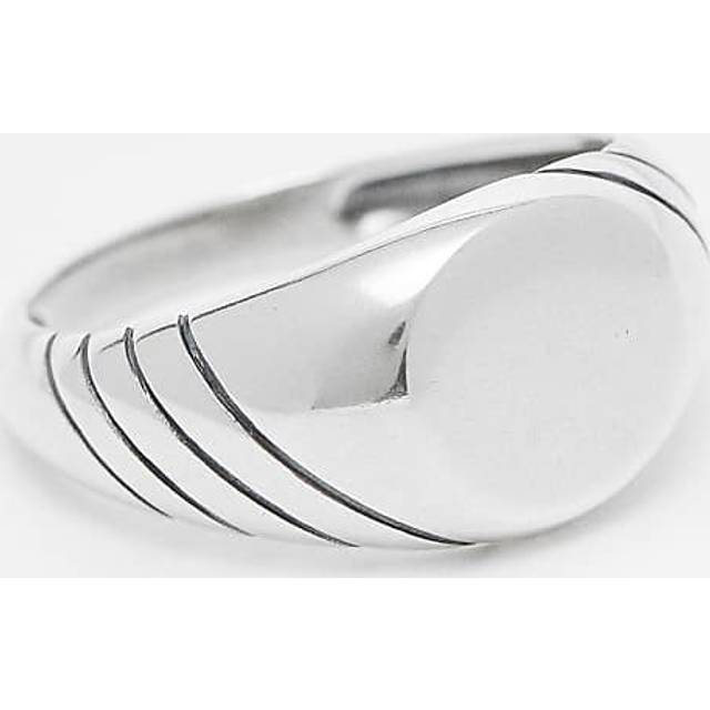 ASOS DESIGN – Silverfärgad, präglad klackring i sterlingsilver