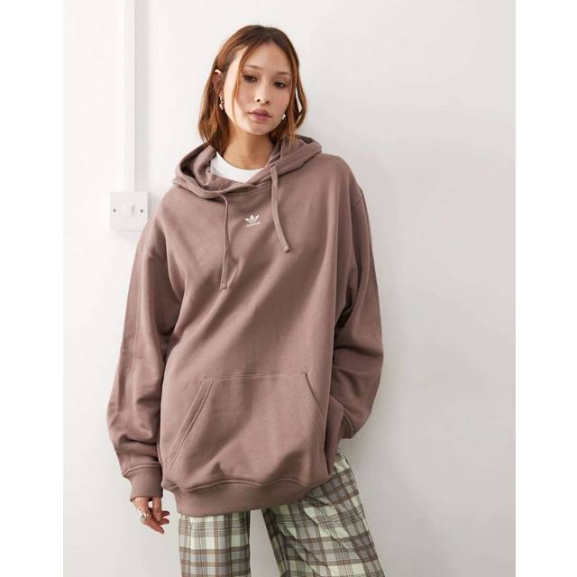 adidas Originals Womens Essentials French Terry Hoodie - Brown, Trace Brown, Size S, Women