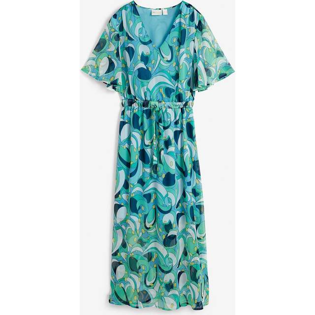 bonprix Printed Chiffon Shell Dress - Turquoise Print