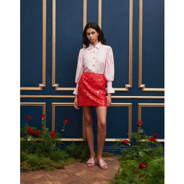 Sister Jane Dream Royale Sequin Mini Skirt, Red