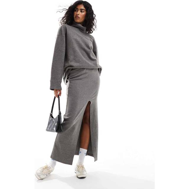 ASOS DESIGN Superblød Maxinederdel Med Slids - Foran